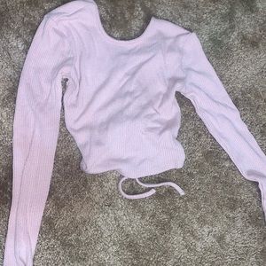 long sleeve open back top